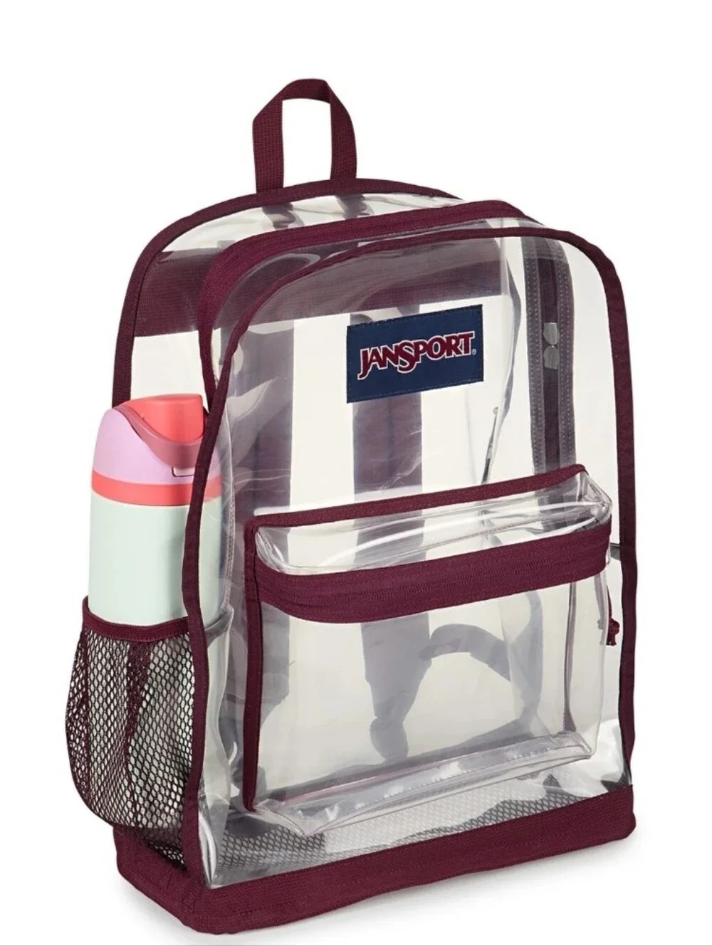 Jansport Transparent Clear Cherry Red Backpack NEW